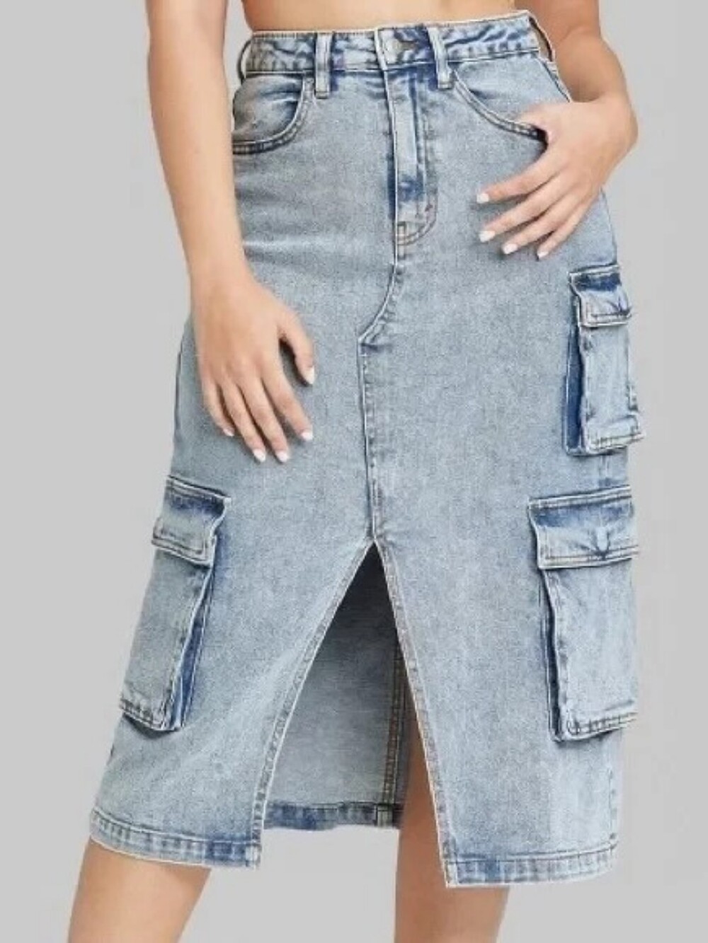 Wild Fable™ Denim Cargo Midi Skirt